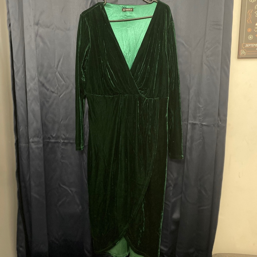 Green velvet dress